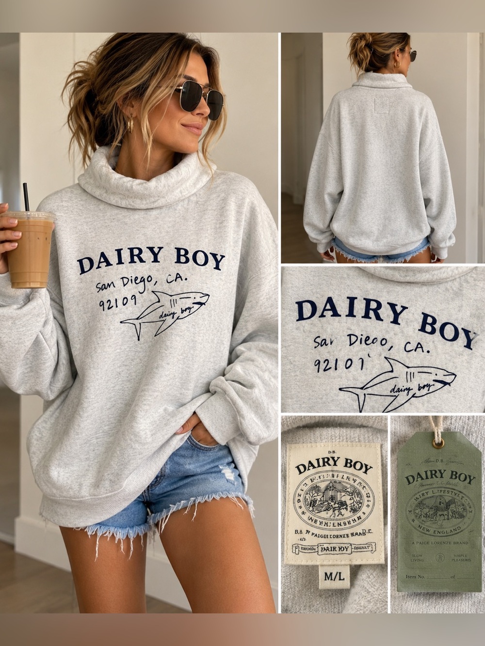 RARE Dairy Boy San Diego 92109 Rollneck Sweatshirt
